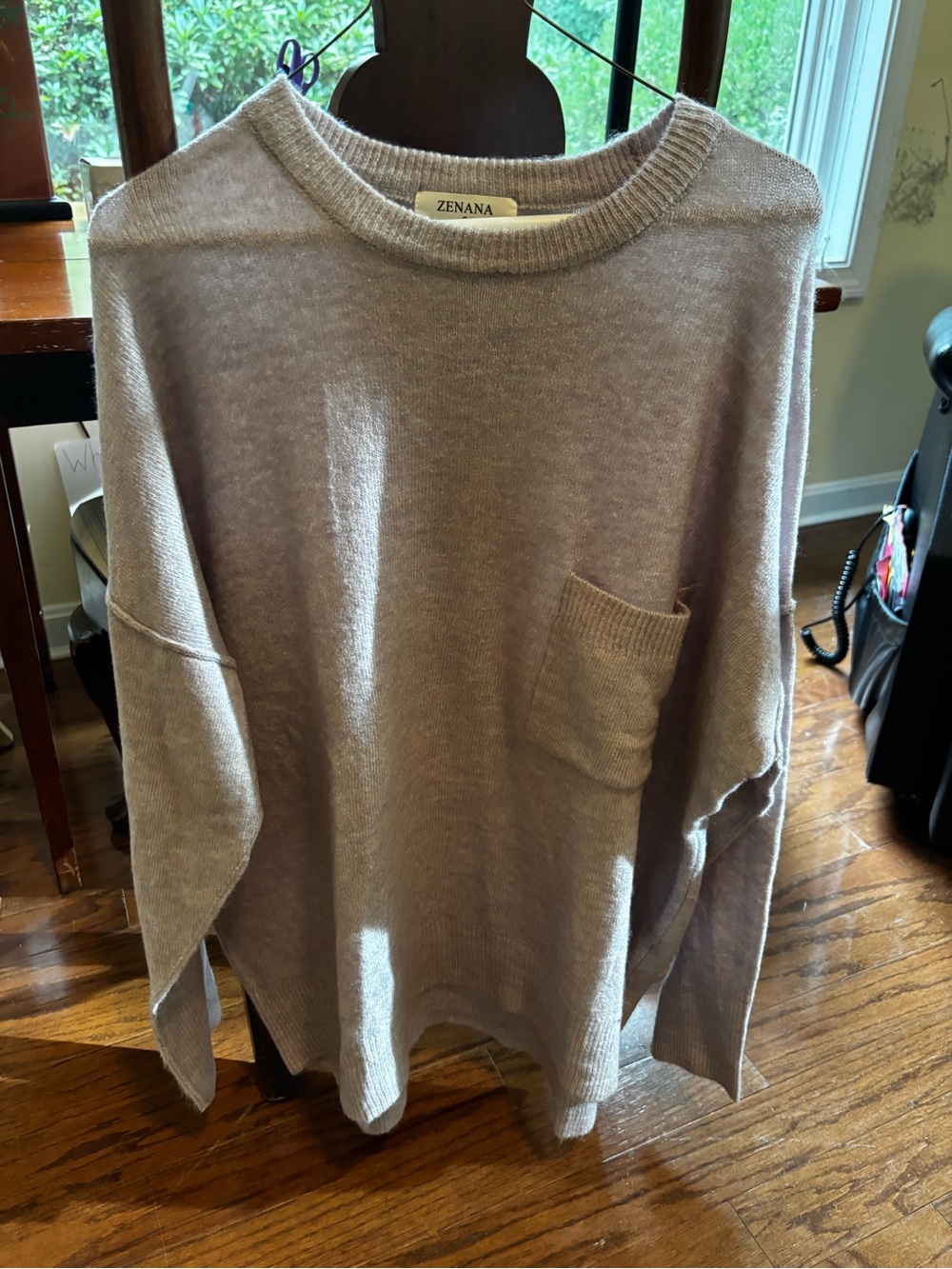 Zenana Light Lavender Very Oversized Pocket Sweater Size Small fits more like XL
